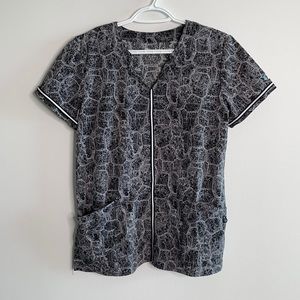 Grey Snake Print Scrub Top